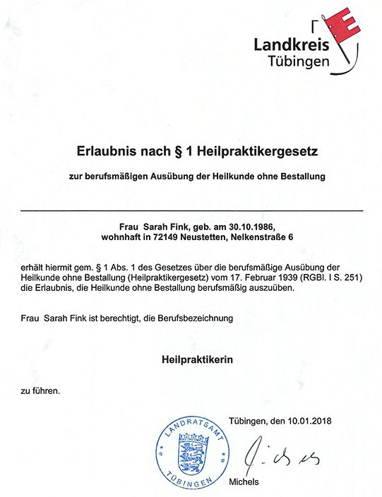 Erlaubnis Heilpraktiker